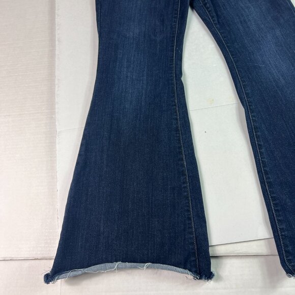 Judy Blue Jean Women 30x30* Flare High Rise Dark Blue Faded Raw Hem Denim Tag 29 - Picture 7 of 16